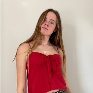 Red tie front top